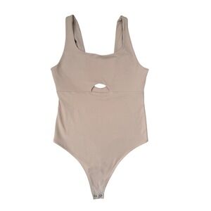 Abercrombie & Fitch Soft AF Keyhole‎ Bodysuit Taupe Tan Square Neck Medium